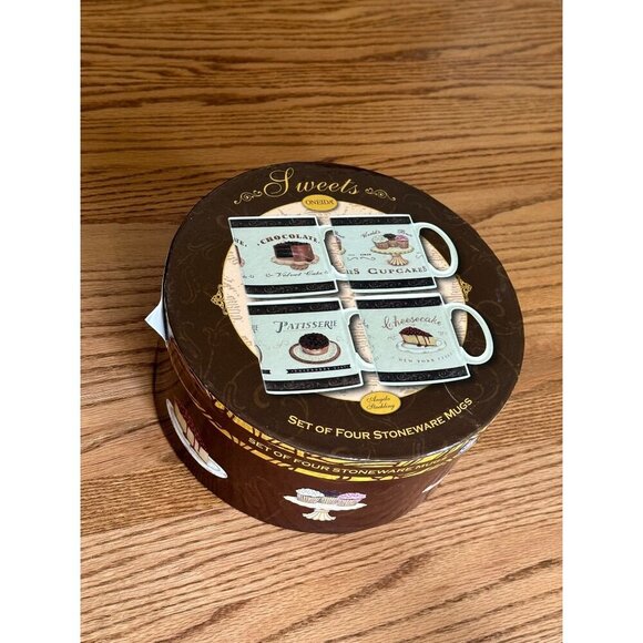 Set Of 4 Angela Staehling Oneida "Sweets Collection" Stoneware Mugs New In Box - Picture 4 of 5